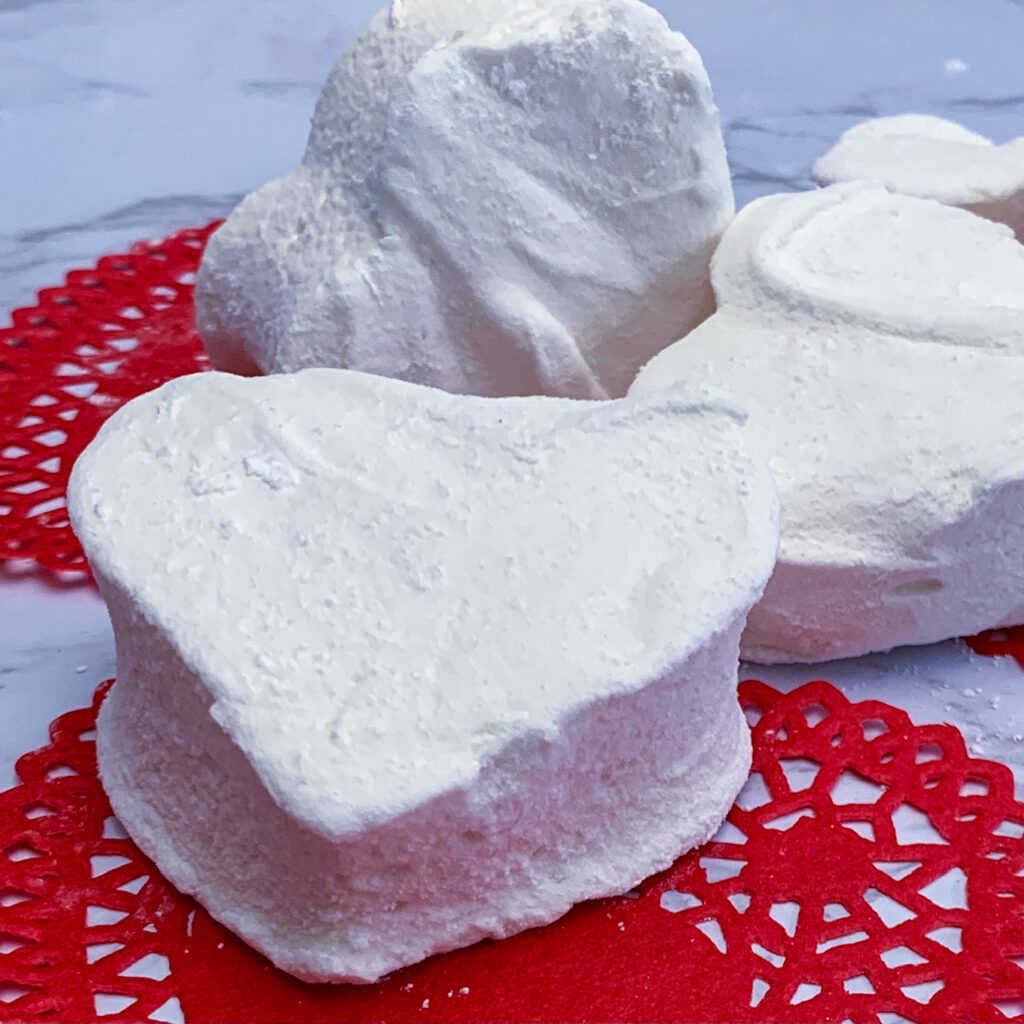 Homemade heart marshmallows
