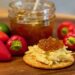 pepper jelly jar and cracker with chicken salad and jelly