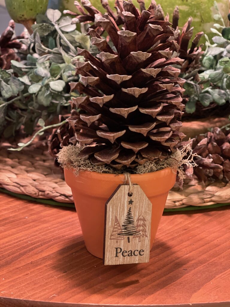 christmas tree made from a pinecone