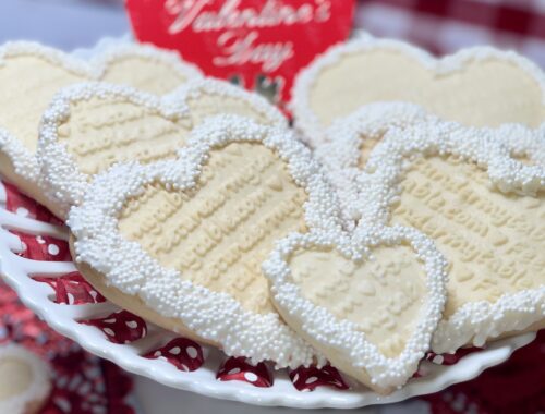 Cake Stand with Valentine embossed Cookies
