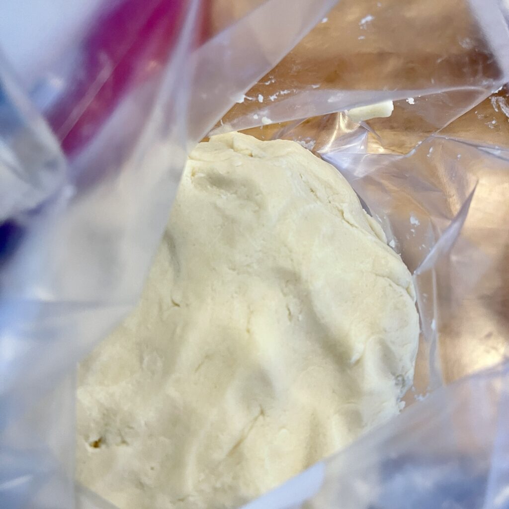 ziplock bag with sugar cookie dough