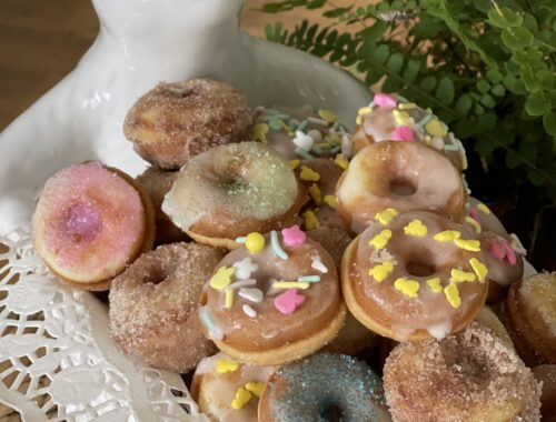 mini donuts in Easter wheelbarrel