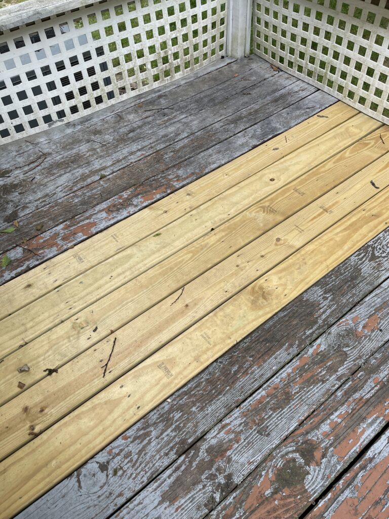 Deck boards replaced after deck fire
