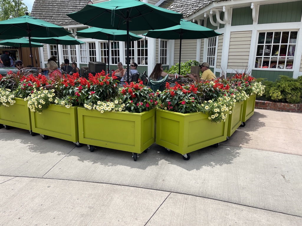 lime green rolling flower boxes