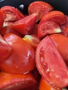 quartered canning tomatoes