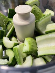 cucumbers added to food processor