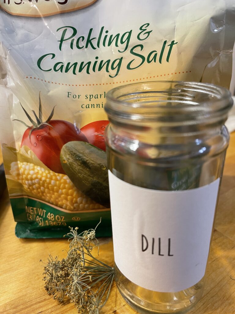 Dried dill and canning salt