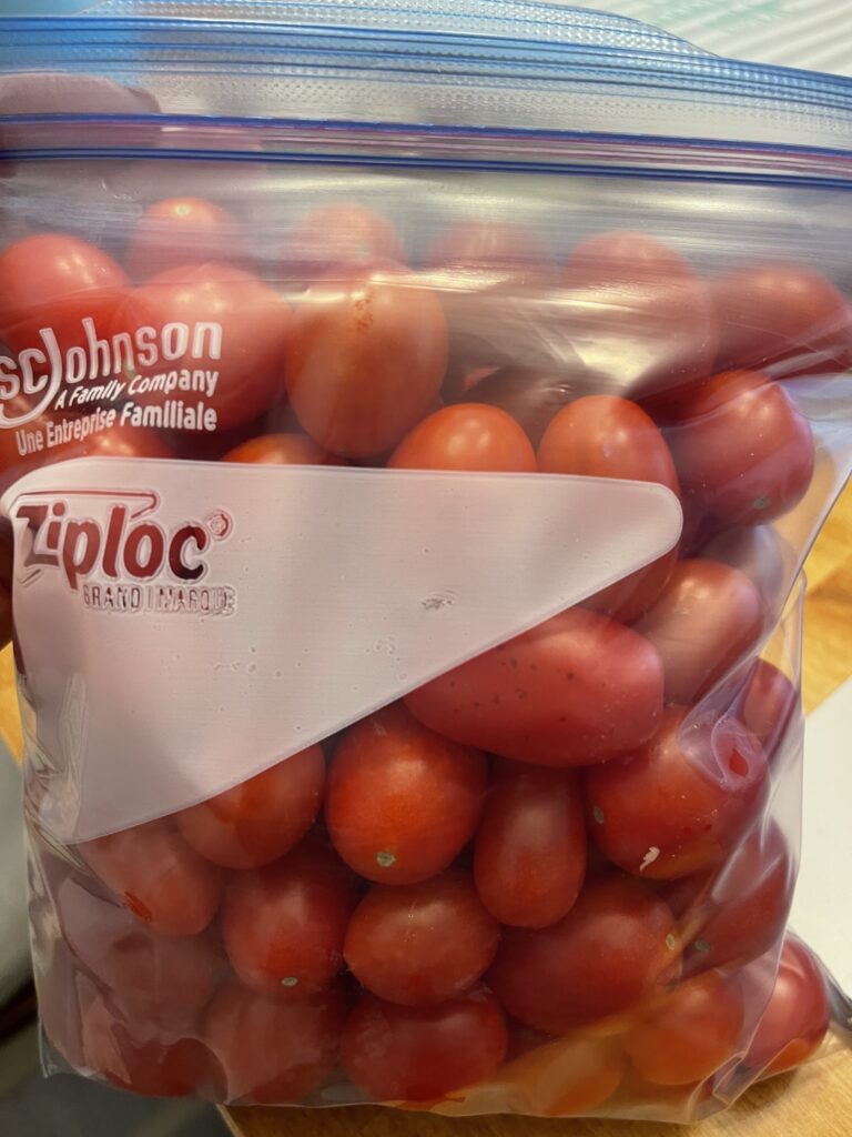 cherry tomatoes in freezer bag