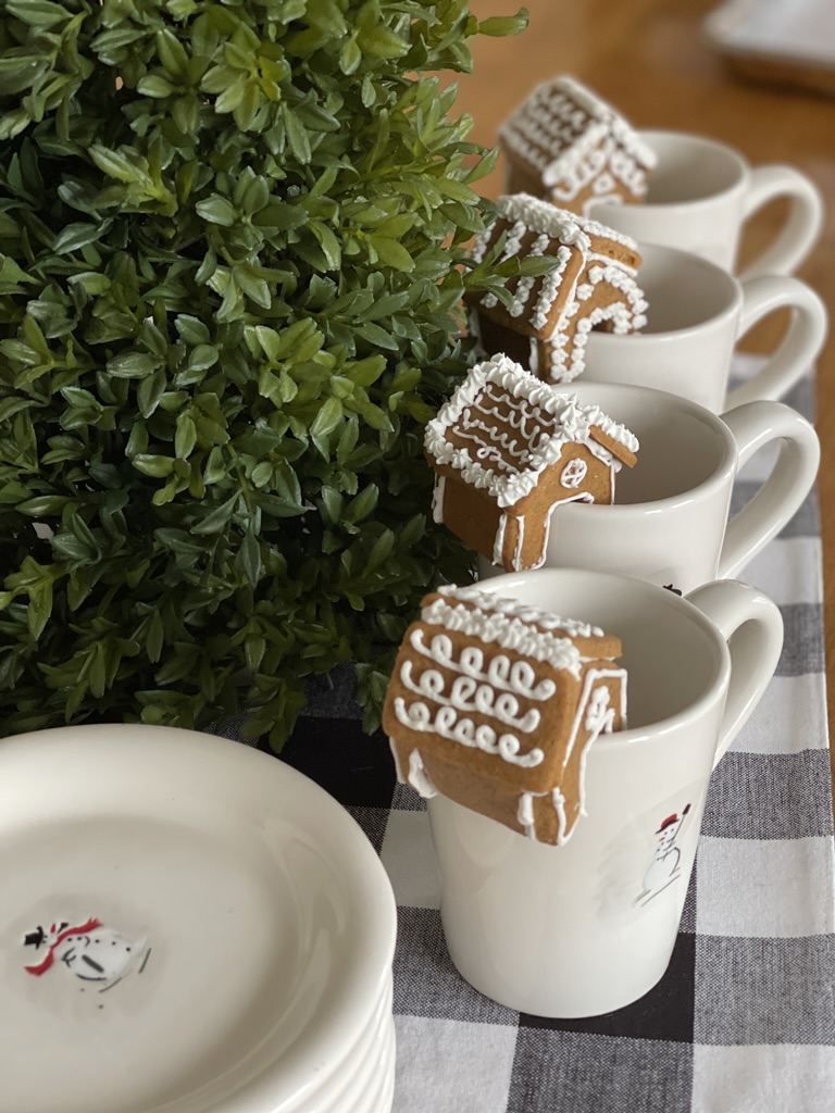 hot cocoa bar with gingerbread houses