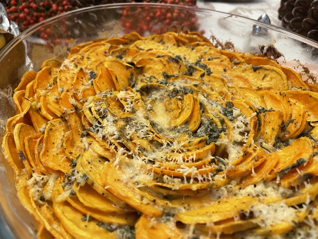 Sweet Potato Gratin garnished