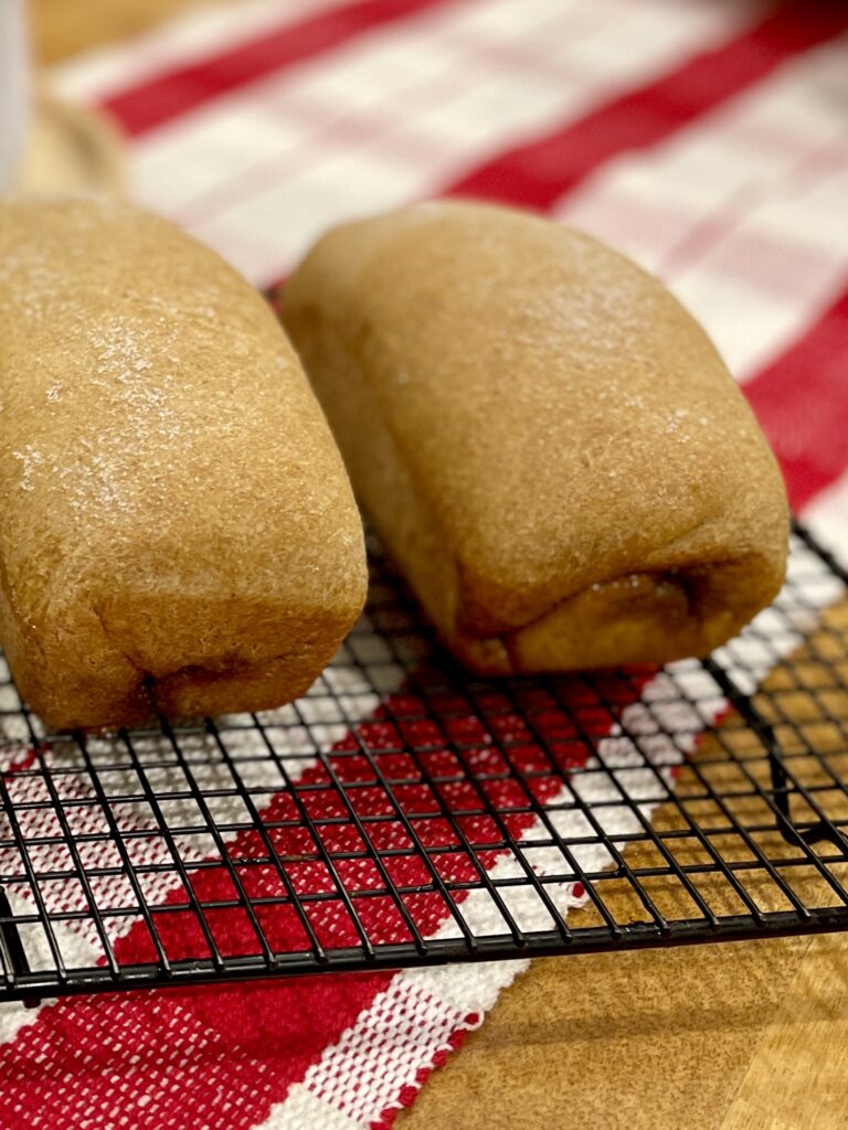 cooling mini cinnamon roll bread