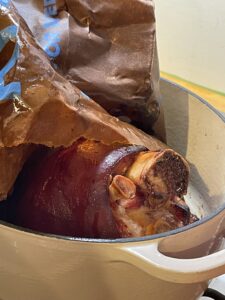removing ham from cooking bag