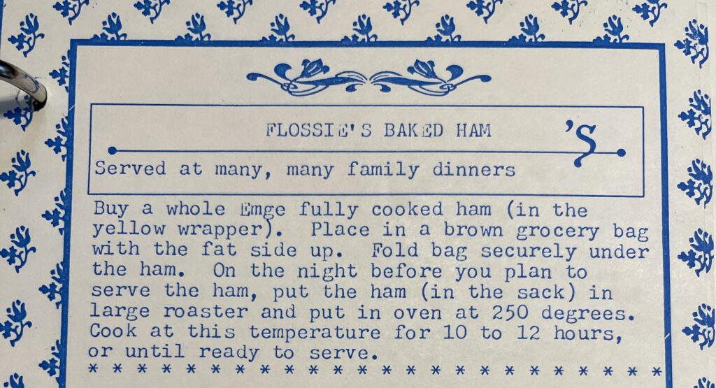 Original recipe for cooking ham in a bag