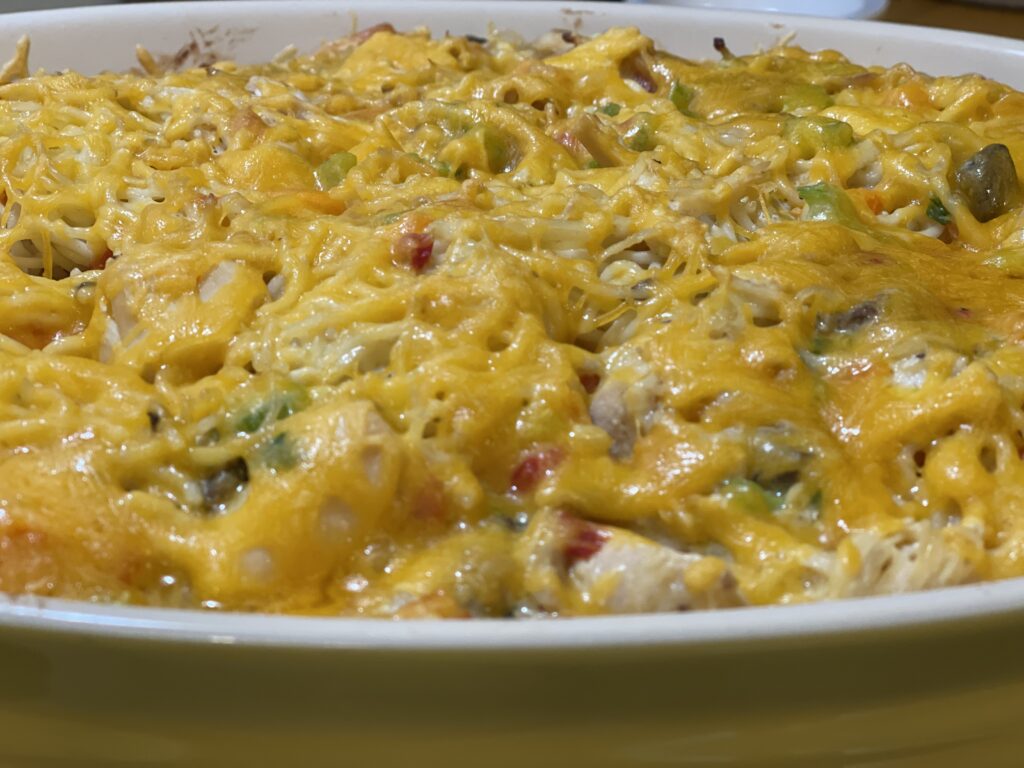 Baked chicken spaghetti casserole