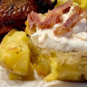 Loaded Smashed Potato with topping and bacon