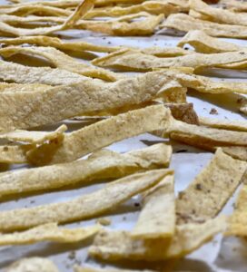baked corn tortilla strips for taco soup topping