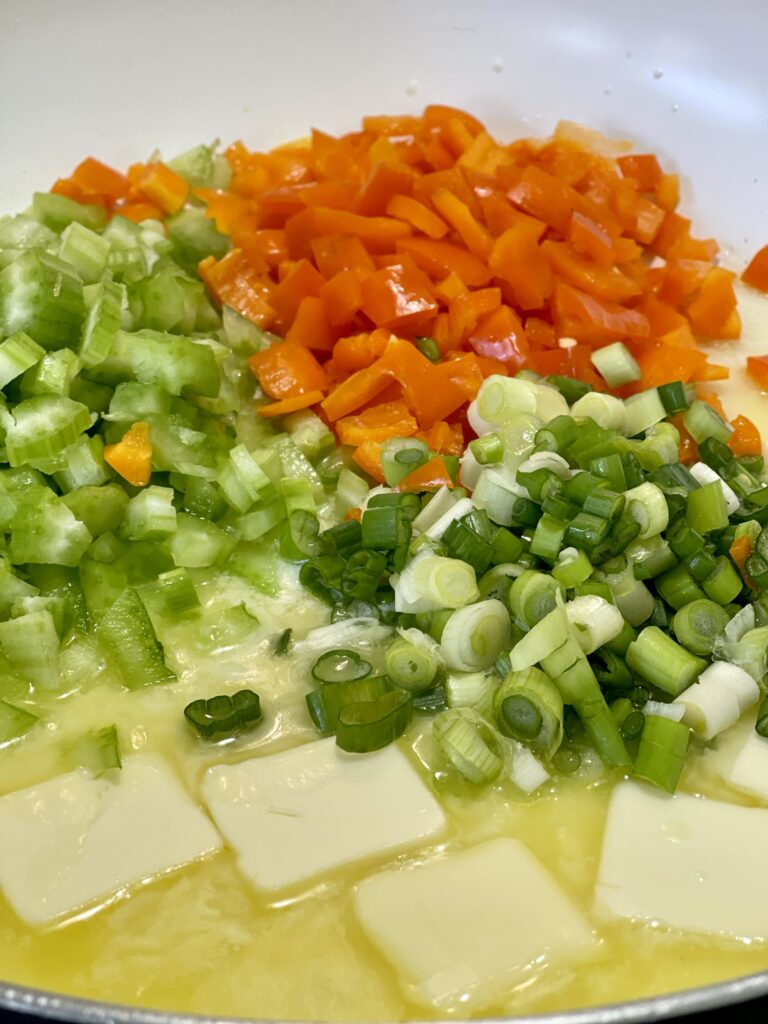 saute vegetables in butter for chicken spaghetti casserole