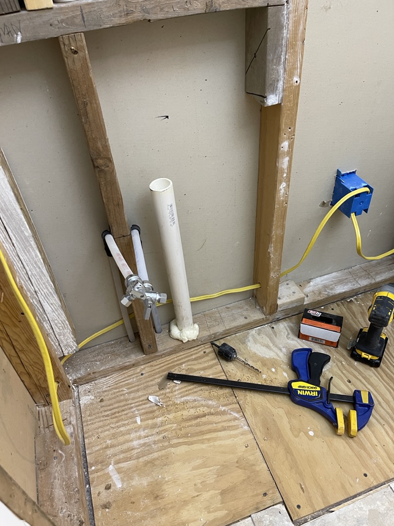 Plumbing, wiring and flooring