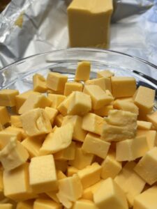 cheese cubes for macaroni and cheese recipe