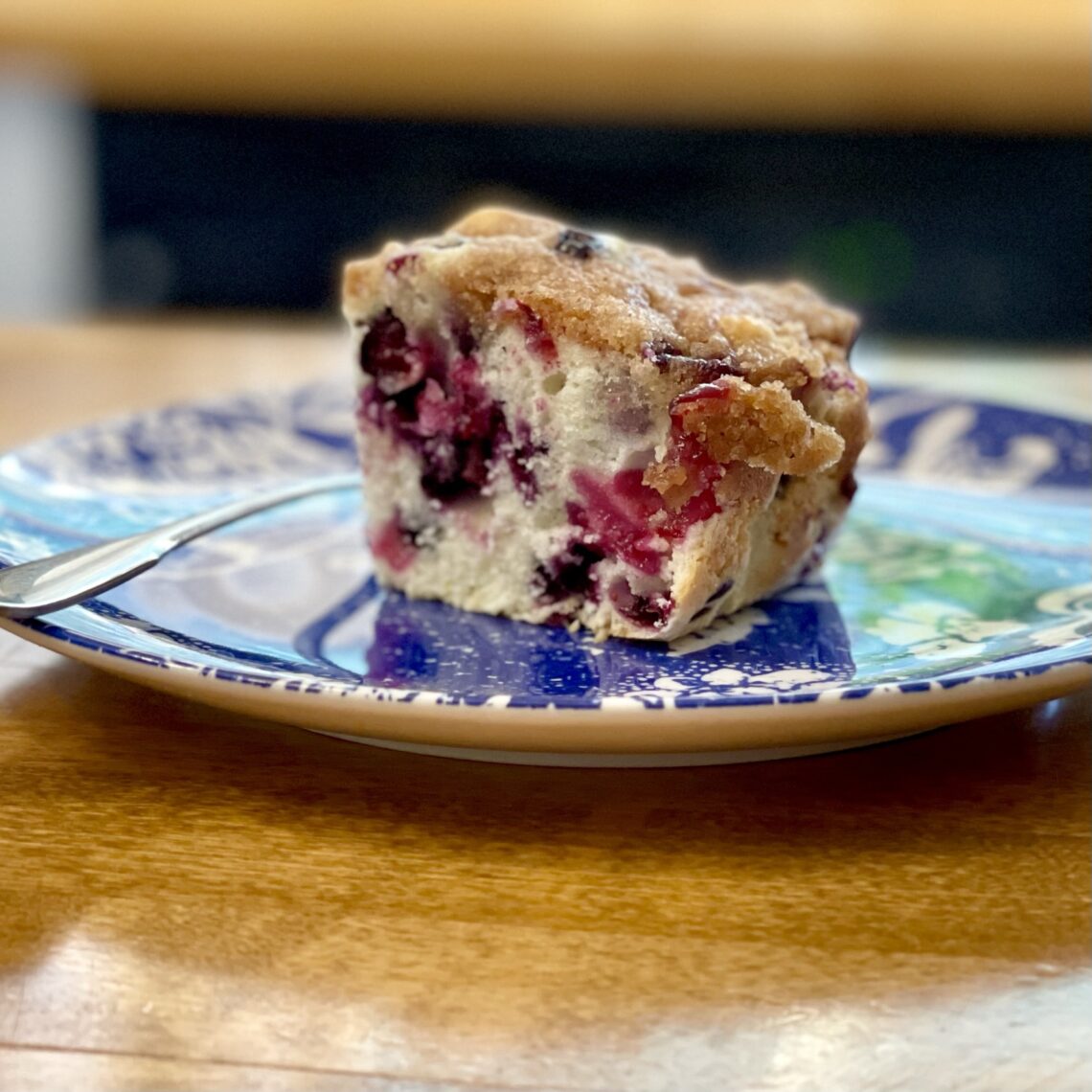 piece of blueberry coffee cake