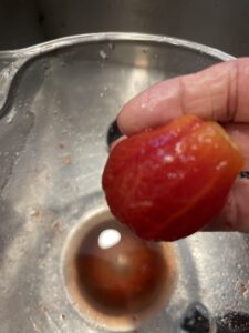 Save juice when peeling and canning Roma tomatoes