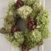 Side view of fall hydrangea wreath