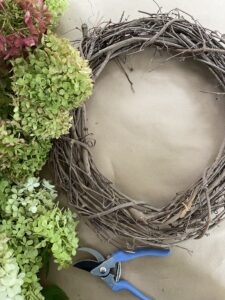 supplies for fall hydrangea wreath