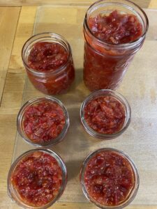 loaded tomato jam jars