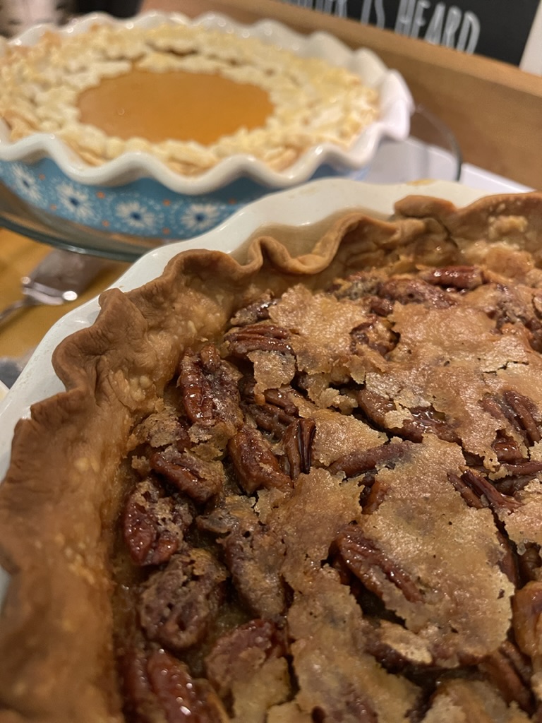 buttermilk pie served with pumpkin pie for Thanksgiving