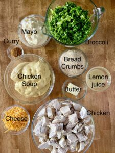 measured ingredients for chicken divan recipe