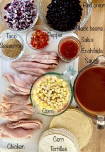 ingredients for Chicken Enchilada Crockpot Casserole