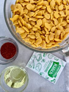 ingredients for spicy ranch goldfish cheese crackers