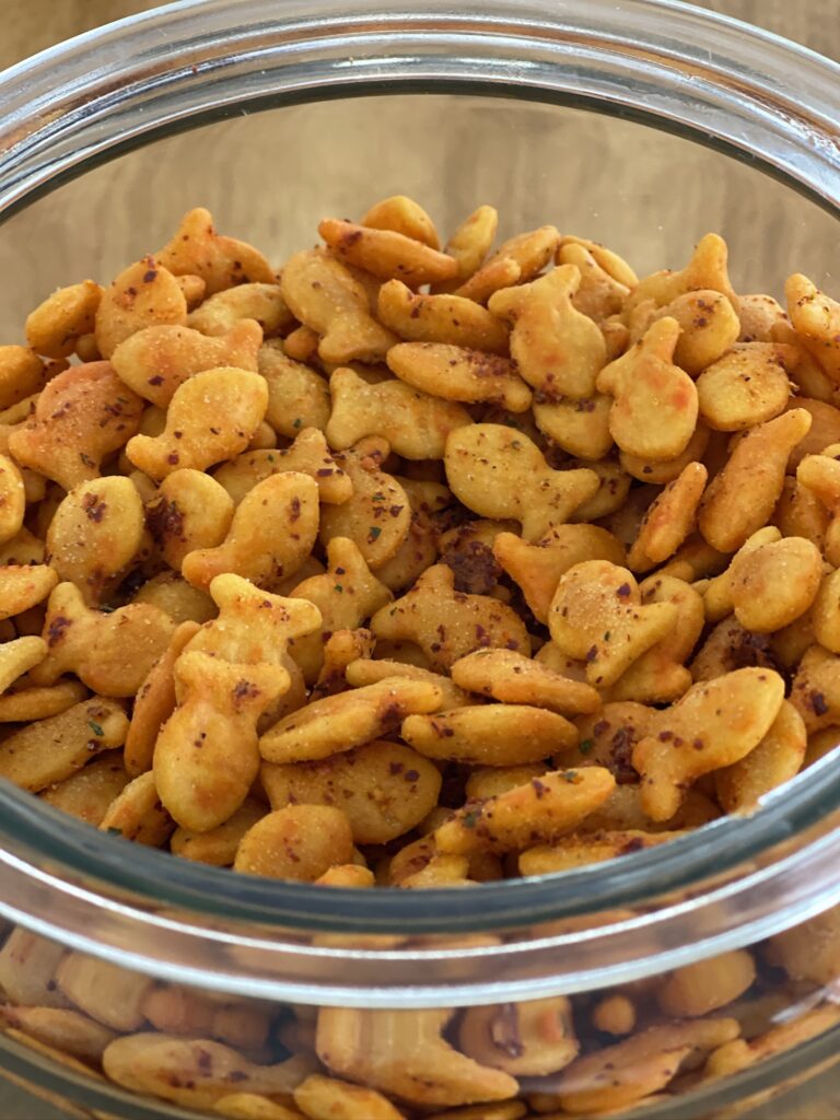 featured spicy goldfish cheese crackers in jar