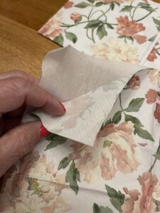 remove backing from napkins to add to DIY decoupage pots
