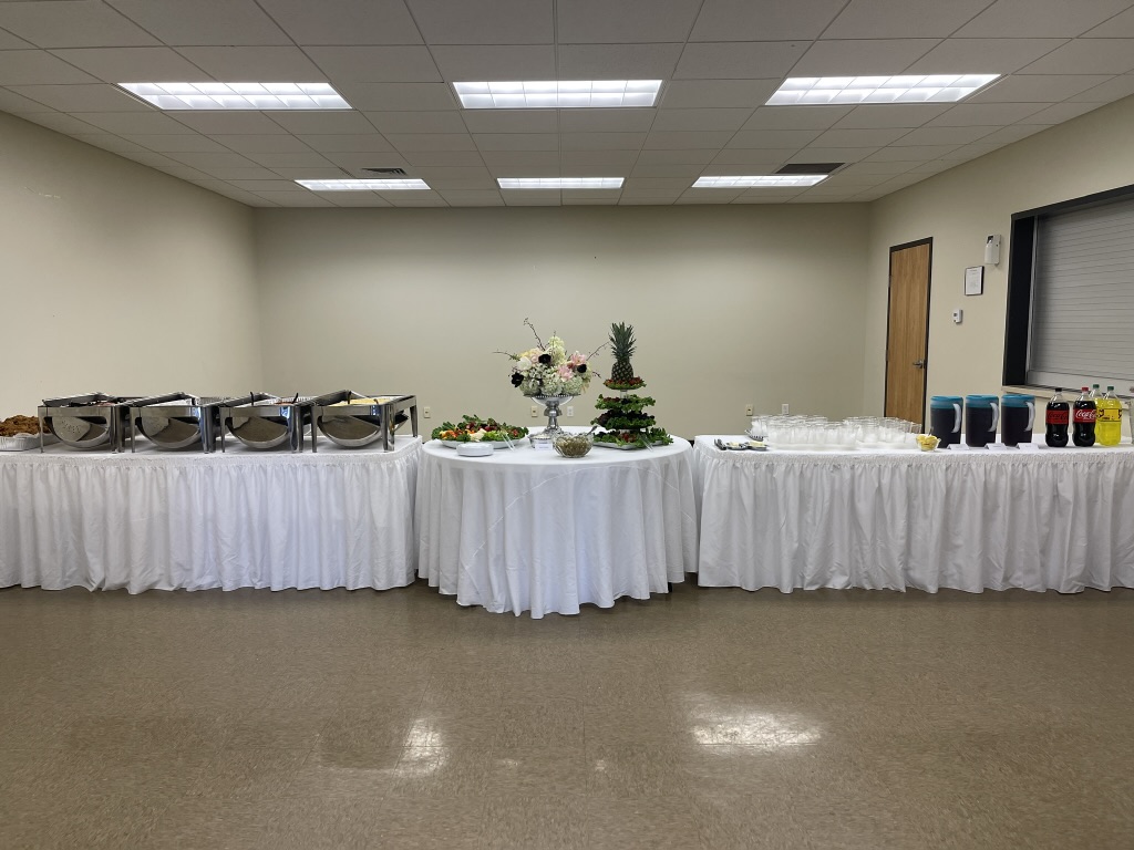 buffet serving table for wedding luncheon
