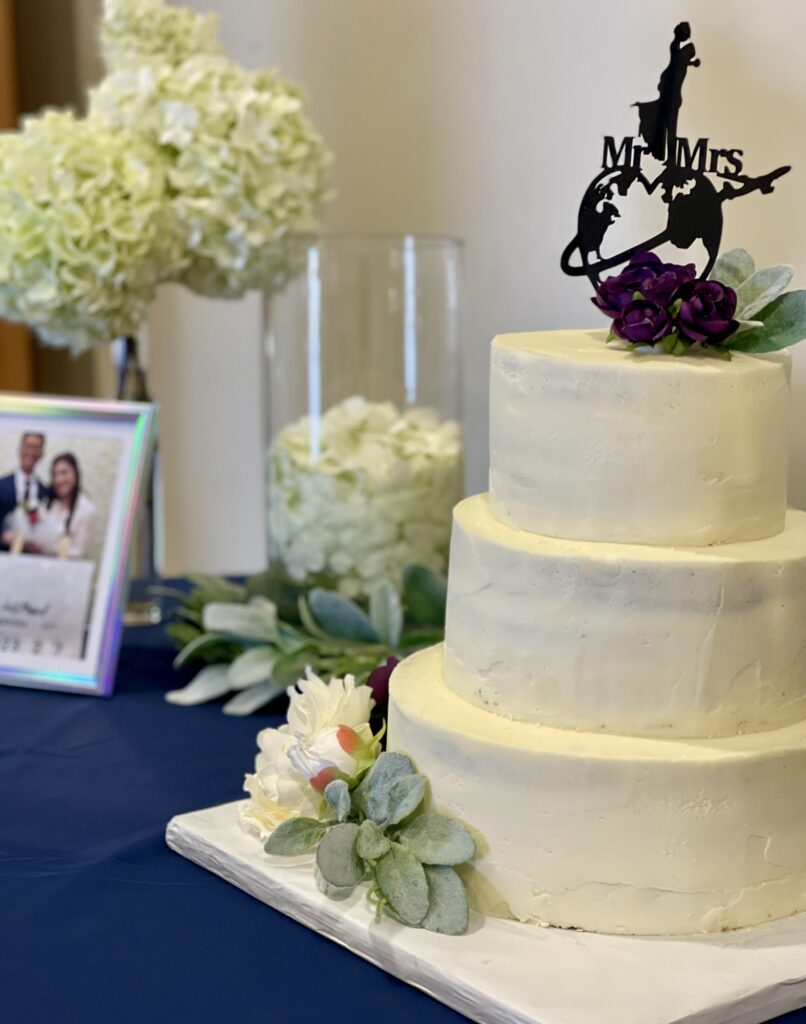 Side view of wedding cake