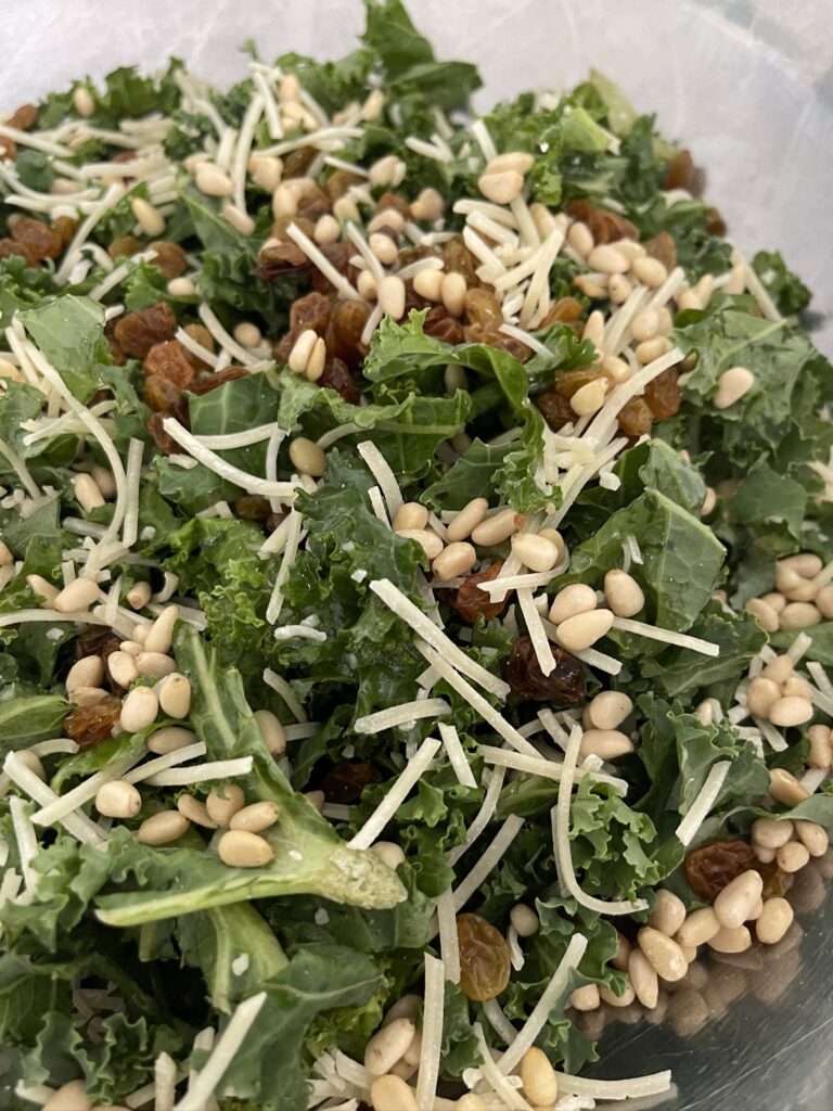 kale salad in mixing bowl