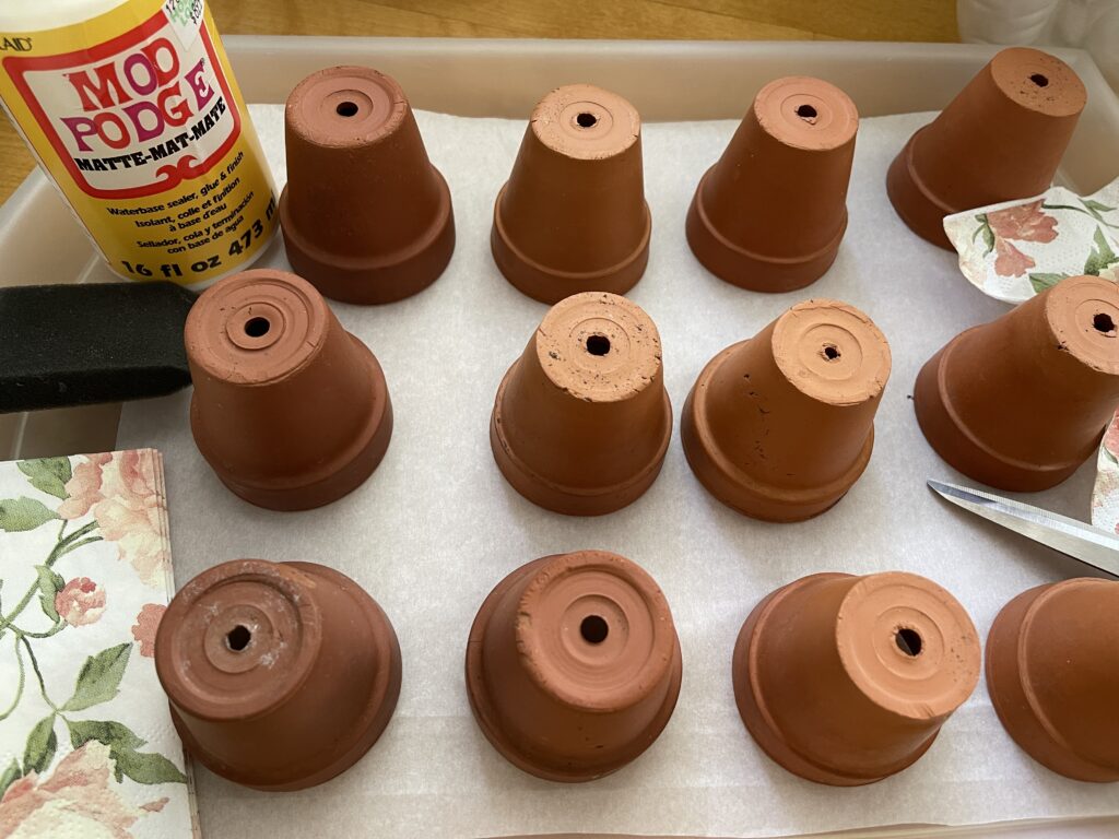 Clean clay pots to make DIY herb pots