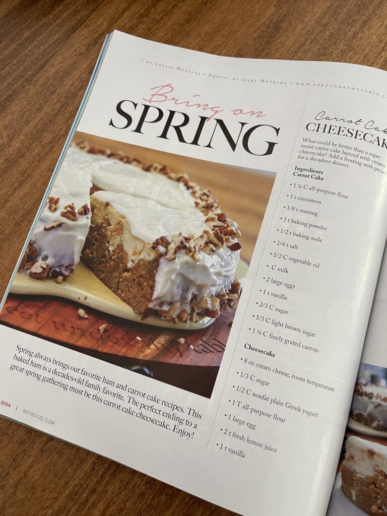 VUE magazine recipe April 2024 Carrot Cake Cheesecake