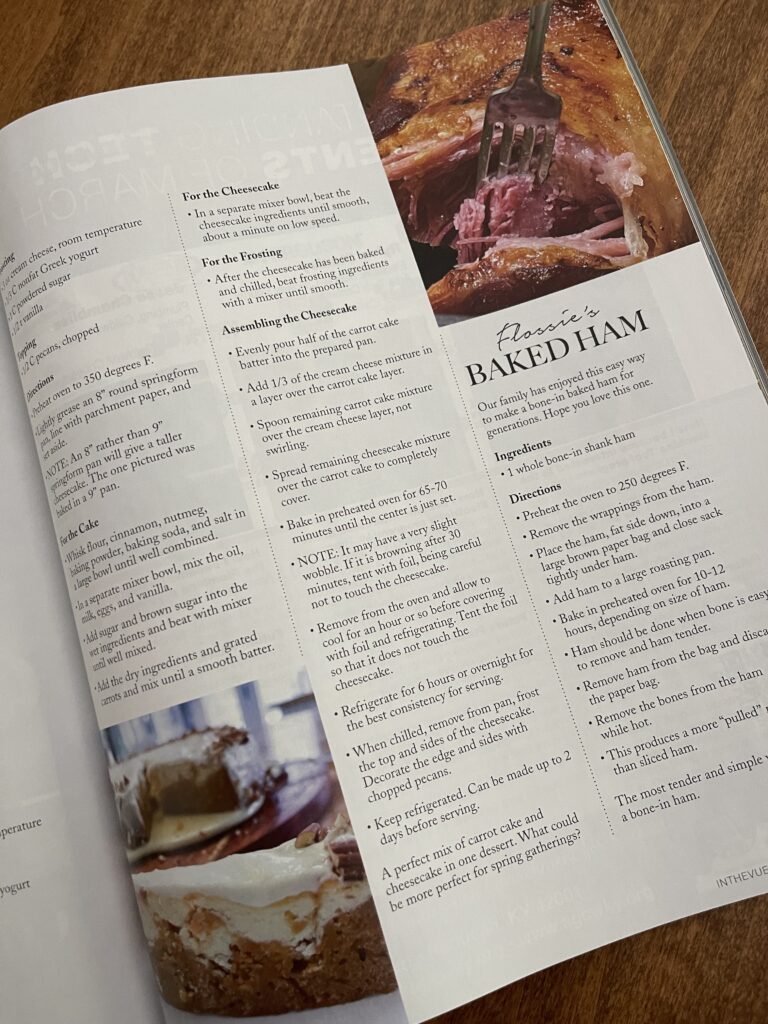 VUE magazine recipe April 2024 Flossie's ham recipe