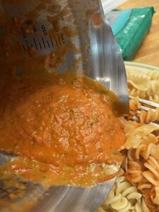 Blended freezer tomato sauce from packets