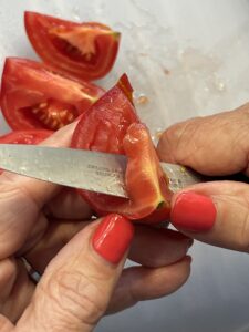 coring tomatoes