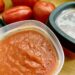 Roasted tomato sauce in freezer container