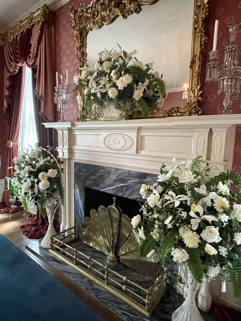 wedding baskets filled with flowers