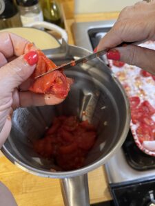 peeling roasted tomatoes