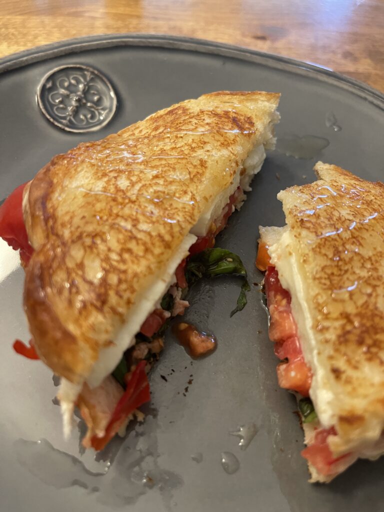 caprese grilled cheese with honey