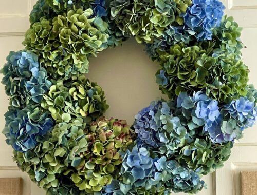 blue dried hydrangea wreath