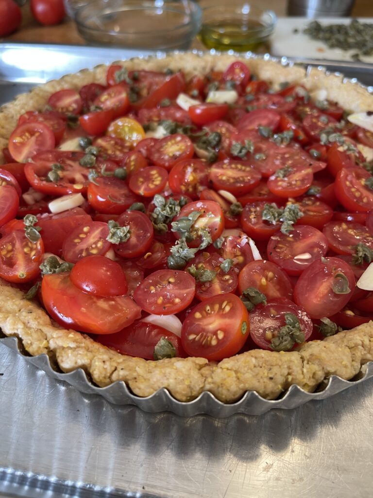 tomato tart before baking