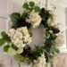 hydrangea wreath with pinecones