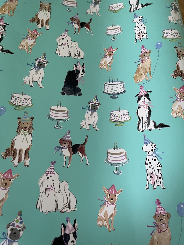 dog birthday gift wrap paper